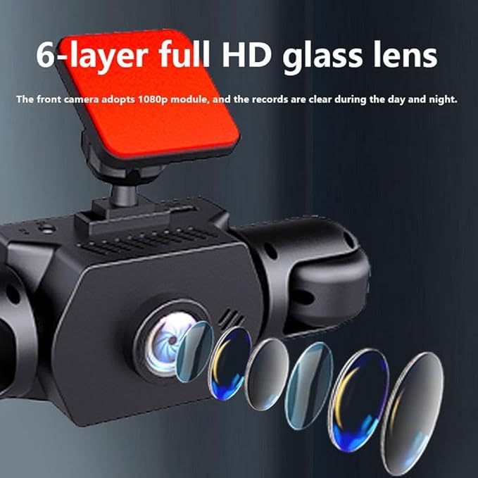 Full View Car Dashcam System, 360° 4 Channel Dash Cam for Cars Front/Rear/Left/Right, 4k Definition 1080p with 32/64/128GB, with Interior Infrared Light Sensor Loop Recording