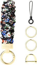 WEESMILE Keychain Wristlet, Stretchy Key Chain for Car Keys with D ring, Cute Scrunchie Wrist Bracelet for Women Men
