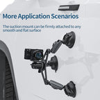 Triple Suction Cup Camera Car Mount Holder, Heavy Duty Tripod Window Windshield Dash Dashboard Inside Outside Sucking Attach Accessories for GoPro Insta360 DJI Action Osmo Pocket DSLR Accessory