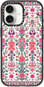 CASETiFY Impact iPhone 17 Case [Slim/Compatible with Magsafe / 8.2 ft. 4X Military Grade Drop Protection] - Persian Floral - Rose - Clear Black