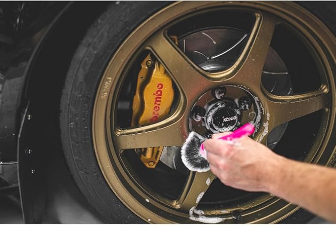 Detail Factory - Synthetic Detailing Brush Combo Kit - Ultra-Soft Synthetic Bristles, Scratch-Free, Instrument Panels, Emblems, One Long Handle + One Short Handle, Pink (2-Pack)