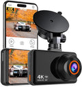 Dash Cam Front and Rear, 4K HD Dash Cam for Cars Built-in WiFi, Car Camera with Night Vision, 64GB Card, 170°Wide Angle, WDR, 3" IPS Screen, Loop Recording, G-Sensor, 24 H P Monitor (K9)