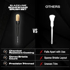 Blackline Car Care Boar Hair Detailing Brushes - Luxury Car Detailing Brush Set for Interior and Exterior - Best Auto Detailing Brushes - Premium Hair Car Detailer Brushes (Boars Hair Bristles)