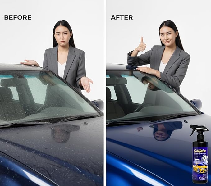 CaliShine Quick Effect Coating Spray - 16.9 fl oz Waterless Ceramic Car Wax Coat - Detail Polish & Cleaner for Cars Boat Body & Glasses, Window Glass and Headlight - Shine Restoration Kit (1500 ml)