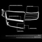Front Bumper Brush Grille Guard Compatible with 2007-2013 Chevy Silverado 1500, Stainless Steel, Polished Chrome 2008 2009 2010 2011 2012