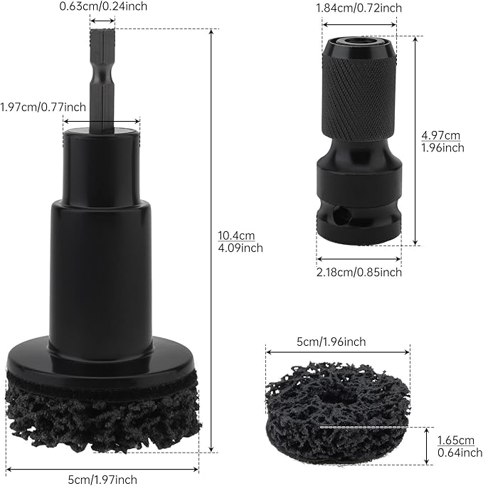 Wheel Hub Resurfacing Kit, Brake Hub Cleaning Tool with 10 Pads, Wheel Stud and Hub Cleaner Fits Power Drill or 1/2" Impact Driven Wrenches, Quick Rust Removal for Lug Studs and Rotors (Plastic Black)