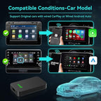 Carlinkit 5.0 2air Wireless car Adapter,CarPlay Dongle for Wired CarPlay and Wired Android Auto Car,for iPhone 6+ and Android 11+,Easy Setup via Plug-in USB Connection,Supports Online Upgrde