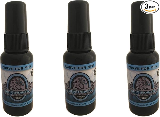 BluntPower (Curve For Men, 3 Pack) Concentrated Air Freshener - Premium Oil Based Air Freshener Spray For Home and Car - Long-Lasting Bathroom Spray, Car Freshener, & Odor Eliminator Spray