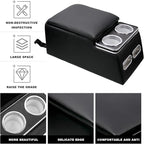 Center Console Organizer with Cup Holder & Padded Top Lid fit for Truck & Car & Van& Bench Consoles Central Armrest Box Back Seat Storage Box Black