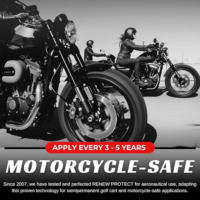 RENEW PROTECT - GLOZ Semipermanent Tire & Trim Treatment, Mid to High Shine & Durability, Floor Mat- RV- Motorcycle-Safe, Acrylic Ceramic-Hybrid Protectant, Wash-Proof, 5 min Dry-Seal 8oz