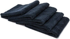 Autofiber Zeroedge Detailing Towel (Pack of 5) Edgeless Microfiber Polishing, Buffing, Window, Glass, Waterless, Rinseless, Car Wash Towels, 360 GSM (Black)