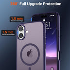 SUPFINE Magnetic for iPhone 16 Plus Case(Compatible with MagSafe)(Military Grade Drop Protection) Slim Translucent Matte Shockproof with Anti-Fingerprint Phone Case,Dark Purple