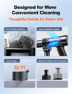 PSI 3.0 GPM Battery with Multi-Level Adjustment, 6-in-1 Nozzle & Foam Cannon, 32ft Hose for Car & Home