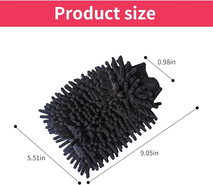 1 Pack 2 Black Car Wash Mitt Microfiber, Deluxe Scratch Free Microfiber Wash Mitt,9 Inches X 5.5 Inches Car Washing Care Cleaning Kit.