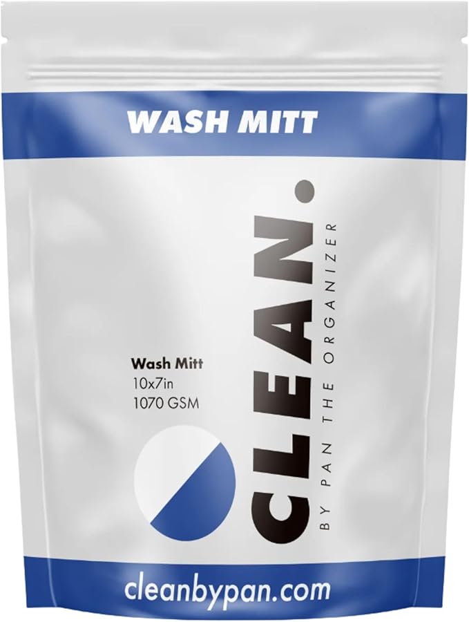 CLEAN Wash Mitt – 1070 GSM Ultra‑Plush Microfiber Wash Glove 10" x 7" Safe Swirl‑Free Hand Washing for Cars Trucks Bikes – Dense, Plush, Made in South Korea – Professional & Enthusiast Detailing Grade