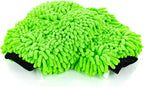 The Rag Company - Premium Chenille Microfiber Knobby Wash Mitts - Perfect for Car Washing and Detailing; Scratch-Free, Lint-Free, Double-Sided, Plush, and Absorbent; Lime Green (2-Pack)