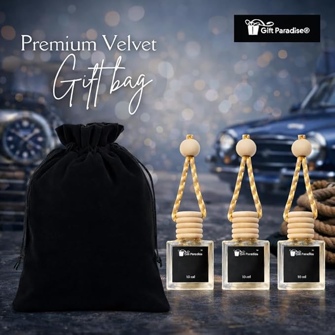 Autumn Cashmere Car Air Freshener with gift ready velvet bag, Hanging Design for Multiple Spaces, Set of 3 (10 ml Each)