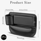 Car Seat Gap Filler with Cup Holder Multi Functional Leather Organizer for Vehicles Universal Storage Box for Drivers Side Car Seat Bags for Phones Glasses Keys Cards Ideal for Men and Women (Black)