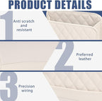 Car Seat Organizer Backseat with Storage Pockets, PU Leather Vehicle Backseat Hanging Storage Pocket, Multipurpose Automotive Travel Essentials Accessories, Universal for Most Cars (Beige)