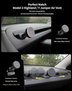Jowua Active Cooling Magnet Car Mount for Air Vents (Model 3 Highland & Model Y Juniper) Compatible for magsafe, Wireless Charging