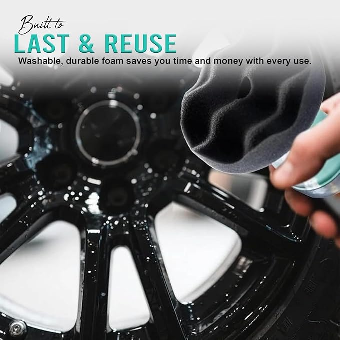 Flow Tire Shine Applicator Pad for Cars & Trucks, Reusable Tire Dressing Applicator, No-Drip Streak-Free Finish, Works with Tire Shine Gels, Sprays & Dressings