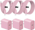 iPhone 17 16 15 Charger Fast Charging 3 Pack USB C Charger Block Type C Chargers 6FT Cord Wall Chargers Compatible with iPhone Air/17/17 Plus/17 Pro/17 Pro Max/16/16 Plus/16 Pro/16 Pro(Pink)