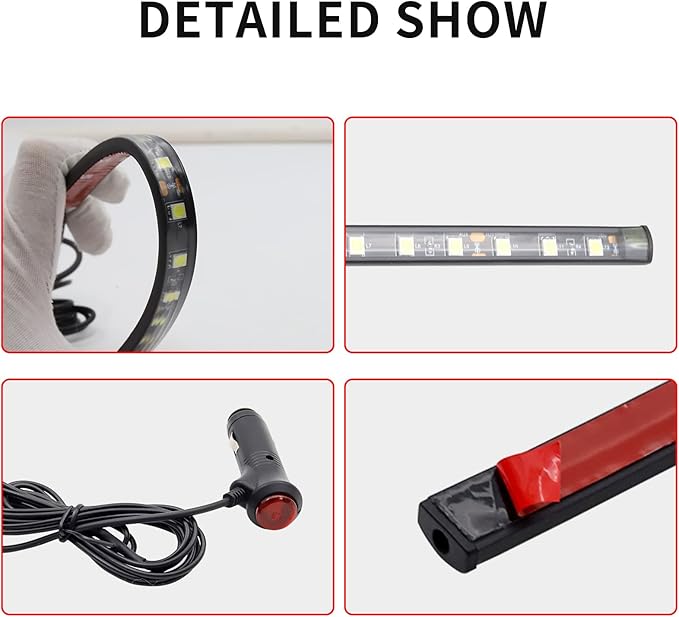 Ambient Lighting Car 2PCS Under Glow Kit with Cigarette Lighter, 12V Underglow Led Lights Car LED Interior Light DRL Daylight Strip Waterproof Driving Fog Lamp RGB Atmosphere Lights (White)