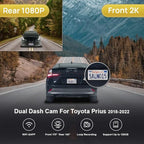 Fitcamx Front 2K+Rear 1080P Dash Cam Adapts for Toyota Prius 2018-2022 4th Gen/XW50, Part No#86466-47021, OEM Style, Dual HD Video, WiFi & APP, Loop Recording, G-Sensor, Easy to Set, 64GB Card
