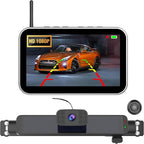 Carpuride Solar Wireless Backup Camera with 7" Monitor Rechargeable 6700mAh Battery 1080P Back Up Cam Auto Sleep, 170°Wide Angle, IP69K Waterproof, Easy Installation for Car, Van, Truck, Trailer, Bus