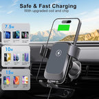 Wireless Car Charger, Auto-Clamping Air Vent Mount Car Phone Holder - 15W/10W/7.5W Fast Charging Compatible with iPhone 17/16/15/14/13/13 Pro/12 Pro Max/12 Pro/12 & Samsung Galaxy, Gift for Men Women