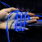 EL Wire LED Strip Lights, USB Auto Neon Light Strip with Sewing Edge, 16FT Electroluminescent Ambient Lighting Kit with Fuse Protection, Car Decoration Accessory (Blue/16FT)