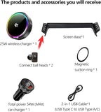 Qi2.2 25W Magnetic Car Mount Charger for 2023 2024 2025 2026 Toyota Prius Accessories, for Fast Charging Cell Phone Holder 8 Inch Screen Fixed Clip with Cooling Fan＆54W Fast Adapter