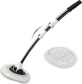 WillingHeart 15° Curved Car Wash Brush with Long Handle 43" Microfiber Cleaning Mop Telescopic Extension Pole for Caravan RV Truck Auto SUV Wheel Boat Exterior 2 in1 Carwash Duster Scratch Free, White