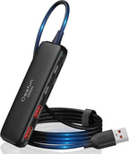 Qeefun 10Gbps USB 3.2 Hub with 2 USB A & 2 USB-C 3.2 Data Ports, USB 3.2 Gen 2 Splitter, 4ft Extended Long Cable and Type-C Power Port, USB multiport Adapter for pc, Laptop, iMac, Mac mini and More