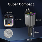 4 in 1 Retractable Car Charger,69W USB-C Fast Car Charger, for iPhone 17/16/15/14/13/12/11, Android,Pixel,Cigarette Lighter Charger (for Type C+Apple &RGB[Grey])