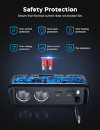 OOWOLF Retractable Cigarette Lighter Charger, 148W Car Charger Adapter 6 USB Ports, USB QC3.0 + PD3.0 Fast Charging, 70cm USB-C Charging Cable, Car Accessories, Compatible with 12/24V Vehicles