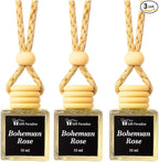 Gift Paradise® Bohemian Rose Hanging Car Air Freshener Set of 3 – Premium Wooden Diffusers with Long-Lasting Floral Fragrance for Car, Closet & Office | Gift-Ready Luxury Scent