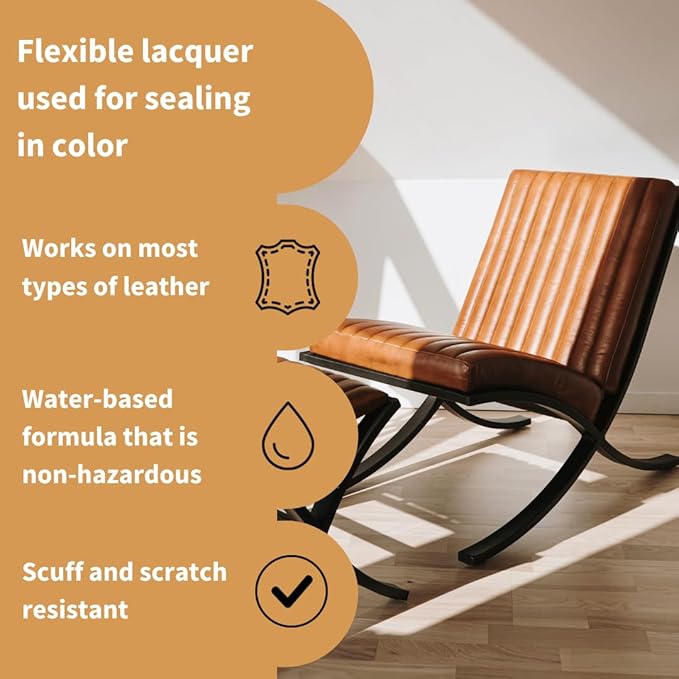 Furniture Clinic Leather Finish Satin | Seal & Protect | Suitable for Leather Sofas, Car Interiors, Handbags, and More | Flexible | Prevents Scratches and Scuffs | Satin Finish (250 ml / 8.5 oz)