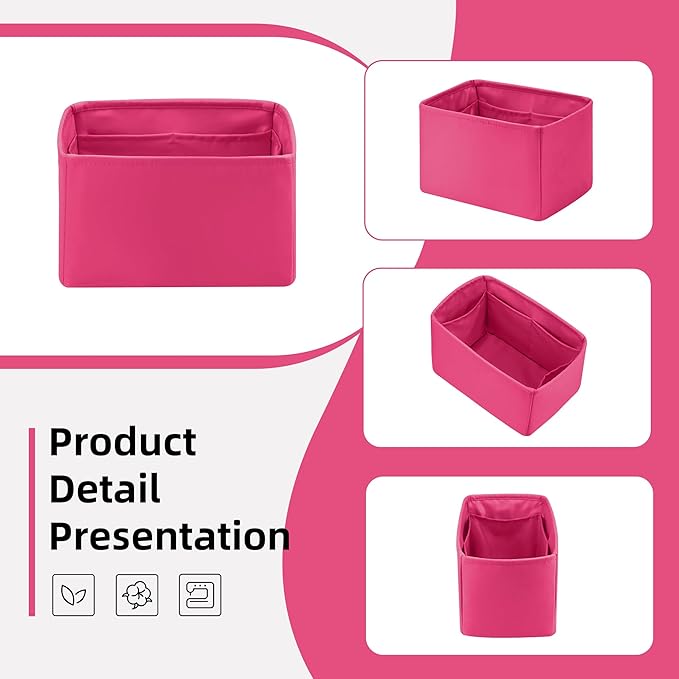 DGAZ Silk Purse Organizer Insert Fits LV Speedy 16/20/25/30/35/40/45 bags，Silky Smooth Bag Organizer，Luxury Handbag & Tote Shaper(Rose pourpre,SP25)