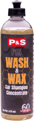 P&S Professional Wash & Wax Auto Shampoo Concentrate – pH Balanced Car Wash Soap with Wax, Biodegradable & High-Foaming Formula for Professional Detailing, 1 Pint