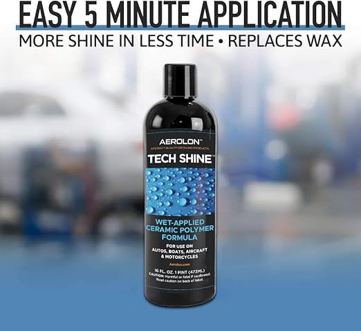 Tech Shine: Ceramic Coating for Cars, Car Wax, Car Polish, Ceramic Polymer Coating, Hydrophobic Top Coat Polish and Sealer, Auto Detailing - One Gallon with Applicator Pad