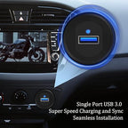 USB 3.0 Car Mount Flush Cable with LED Indicator Single Port, USB3.0 Male to Female Extension for Car Truck Boat Motorcycle Dashboard Panel 3ft