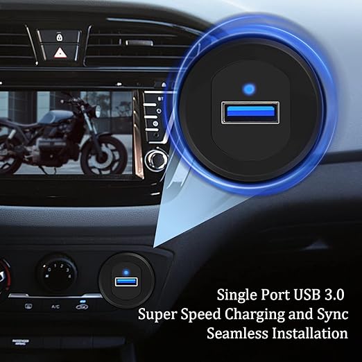 Single Port USB 3.0 Car Mount Flush Cable, USB3.0 Male to Female Car Mount Extension Cable for Boat Dashboard Panel 1ft