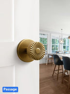 Passage Door Knob Antique Brass Retro Door Knob, Interior Hall Closet Vintage Door Handle Kitchen Pantry Laundry Room Brushed Doorknob, Stainless Steel Knob, 1 Pack