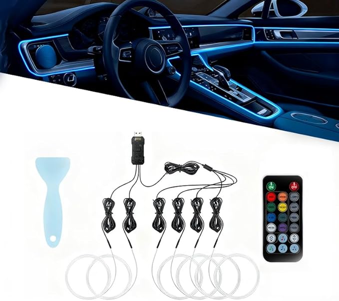 Car LED Strip Light for Tesla Roadster 2010–2012, 6 in 1 Car Ambient Lighting Kits, Interior Interior Light Sync to Music, Auto Decorations Interior Accessories, 8M