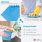 Orighty Cleaning Cloths Bulk, 200 Pack Shop Rags Reusable, Multi-Purpose Shop Towels for Cars, Microfiber Cleaning Rags for Automotive, Mechanic, Kitchen, Lint Free Towels 11.5’’ x 11.5’’, Blue