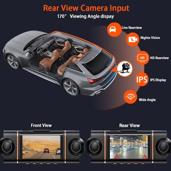 4 Channel Dash Cam for Cars Front Rear Inside & Left Right,360° Dash Cam Front Rear Inside & Left Right, 4K+1080P*3 FHD Car Camera, 5GHz WiFi & App Control,24H Parking Mode,G-Sensor,Loop Recording