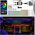 Ambient Lighting Car Led Lights Interior Kit,6 in 1 RGB Music Sync Acrylic Led Lights for Car Interior,175 inches DIY Fiber Optic Neon Accent Strip Ambiance Lighting with Wireless APP Remote