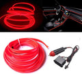 MaxLax Red EL Wire Car Interior LED Kit - 16.4ft Flexible neon-Style Wire with 12V Fused Power Supply. Features 6mm Reinforced Edge for Easy auto Installation