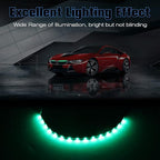 Green LED Strip Lights for Car BaishenglinMotor 12-Pack DC12V Waterproof 30CM/11.8"/1FT 5050 15-SMD LED Strip Underbody Light for Car Motorcycles Golf Cart Decoration Interior Exterior Strip Lights